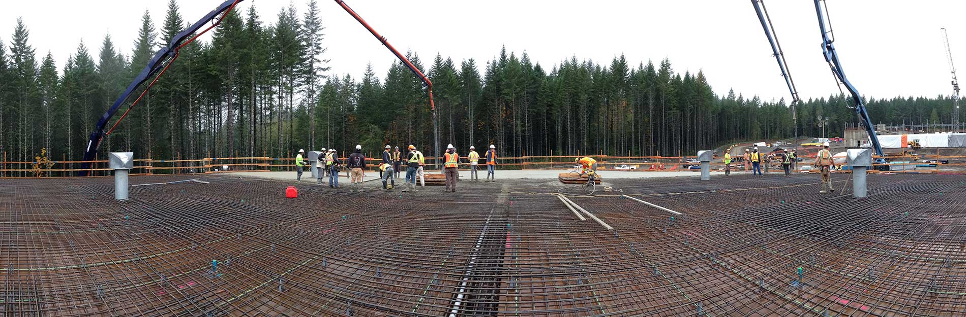 Large construction site with workers